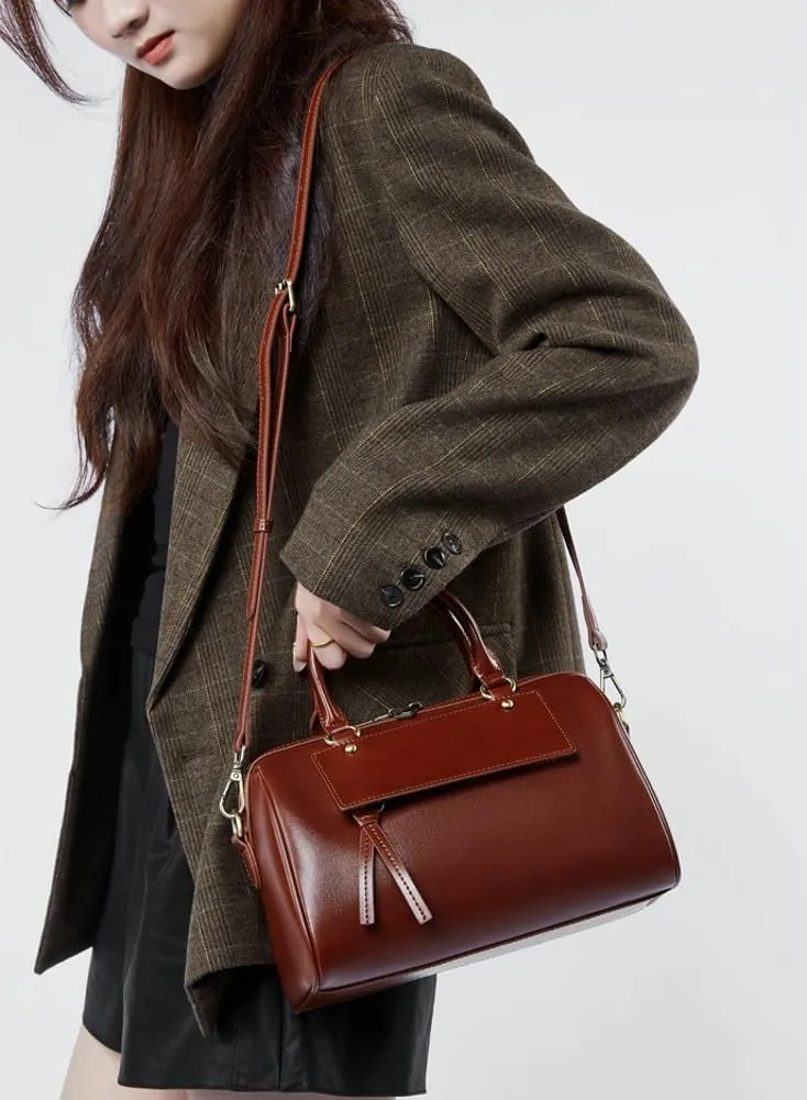 Womens Crossbody Bags Genuine Leather Trendy Shoulder Purse with Adjustable Strap Ladies Totes Handbags Satchel