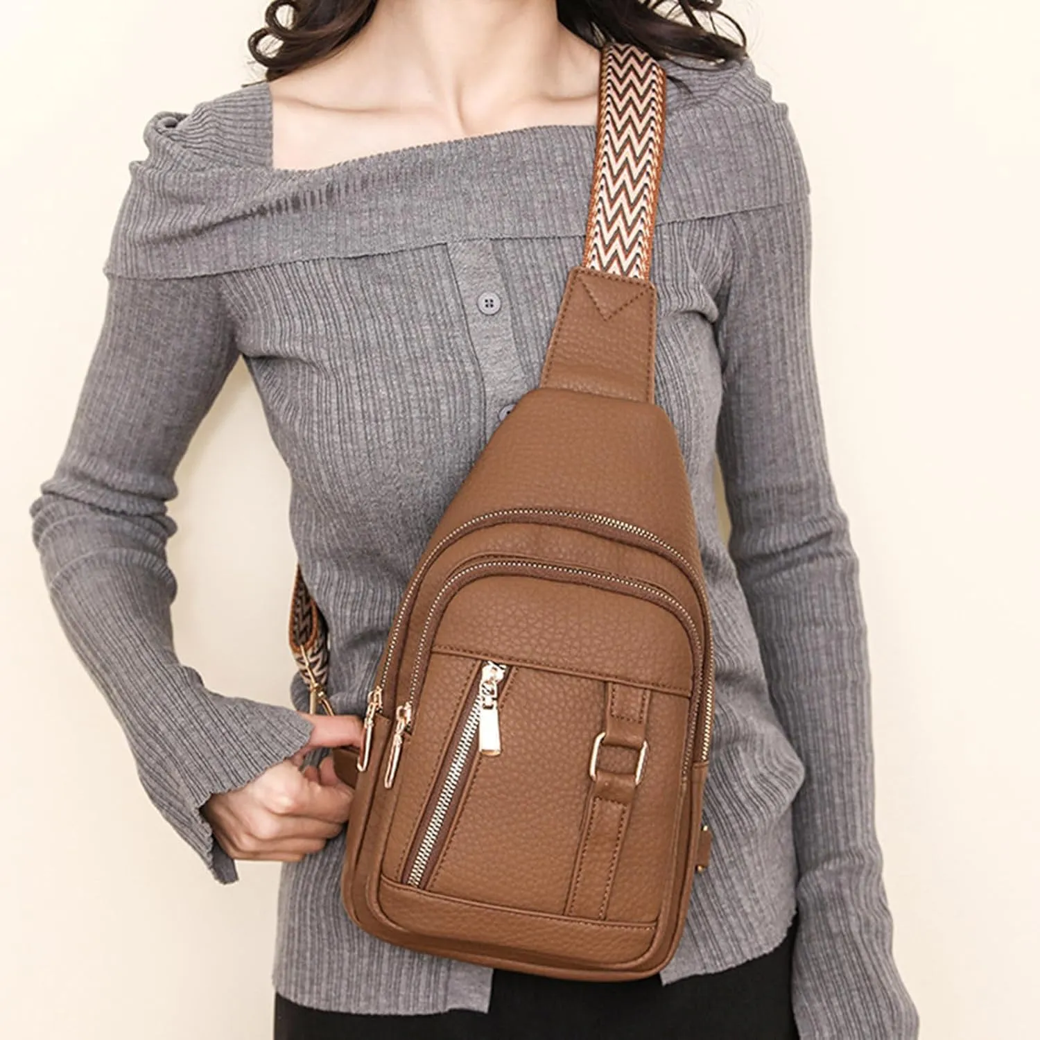 Women's Crossbody Handbags 2024 New Upgrade Leather Fanny Pack for Girls,trendy Backpack Chest Bag with Adjustable Strap,cross Body Bag for Hiking Travel Sports Outdoor