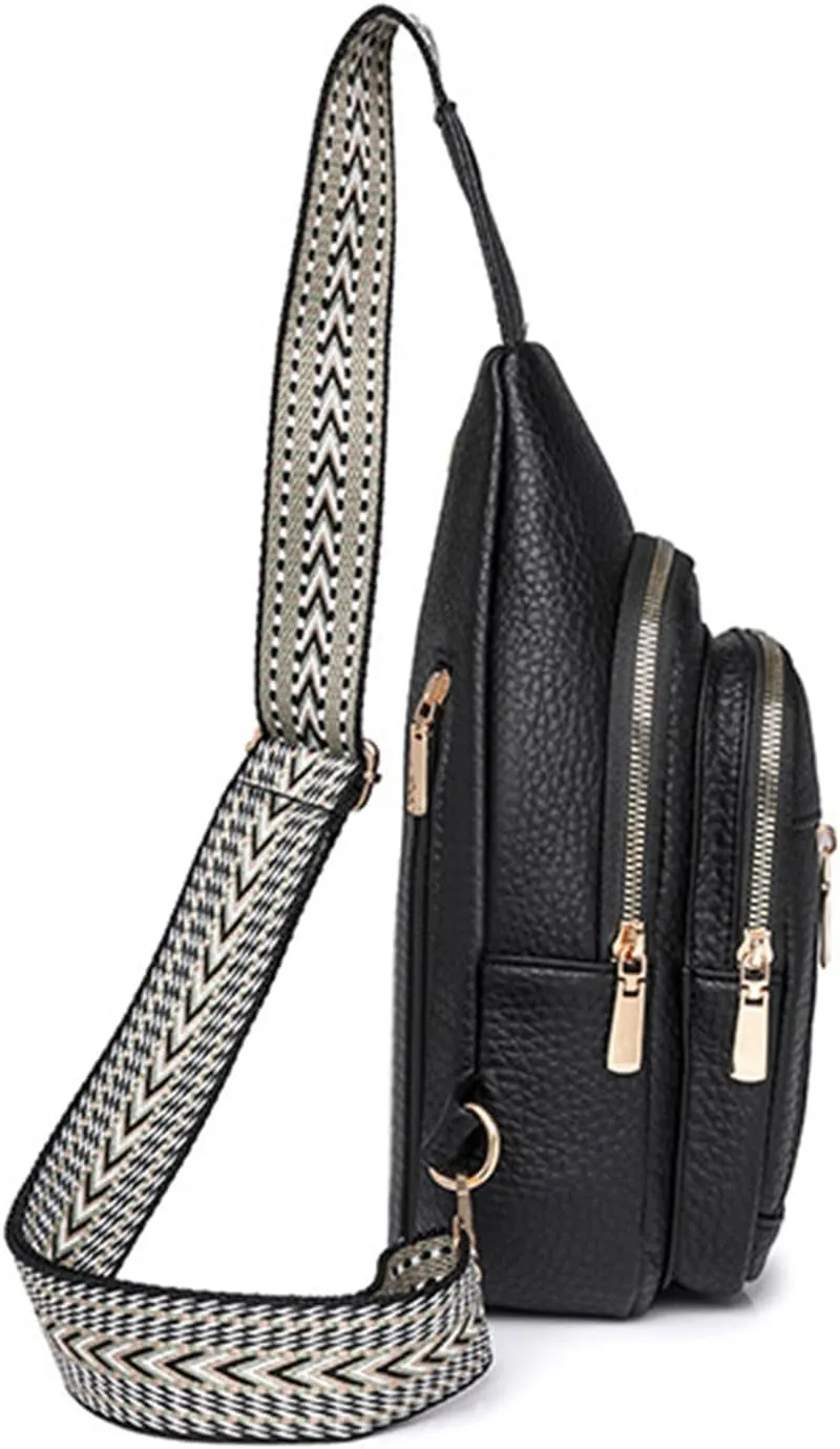 Women's Crossbody Handbags 2024 New Upgrade Leather Fanny Pack for Girls,trendy Backpack Chest Bag with Adjustable Strap,cross Body Bag for Hiking Travel Sports Outdoor