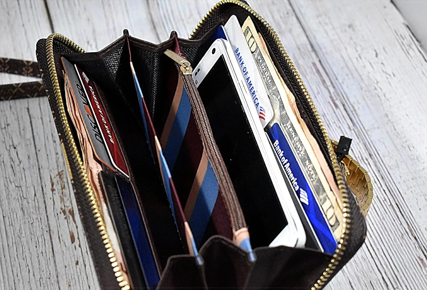 Women's Designer Wallet RFID Blocking DA Leather Wallets Large Phone Holder Wristlet wallets for women