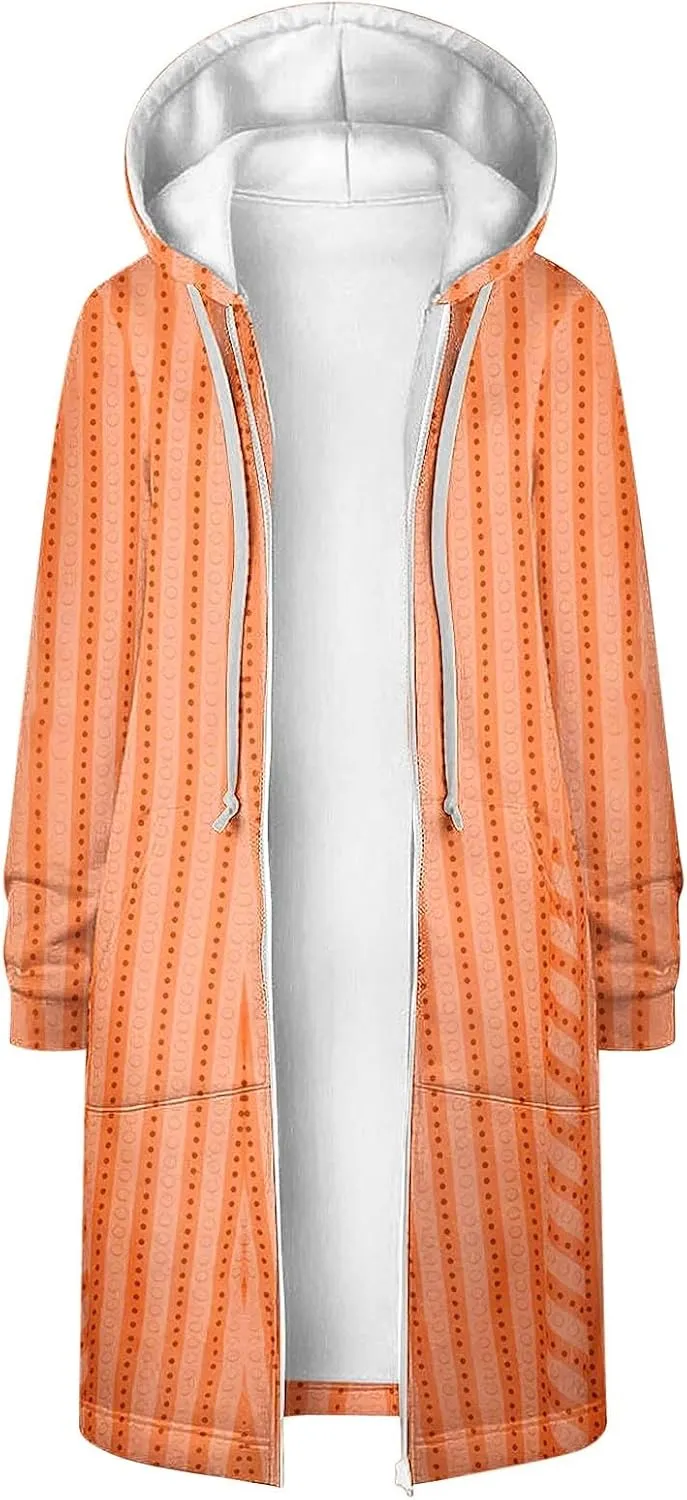 Womens Fall Jackets 2024 Vintage Striped Baggy Hoodies Long Sleeve Winter Coats Loose Fitted Tops Outerwear