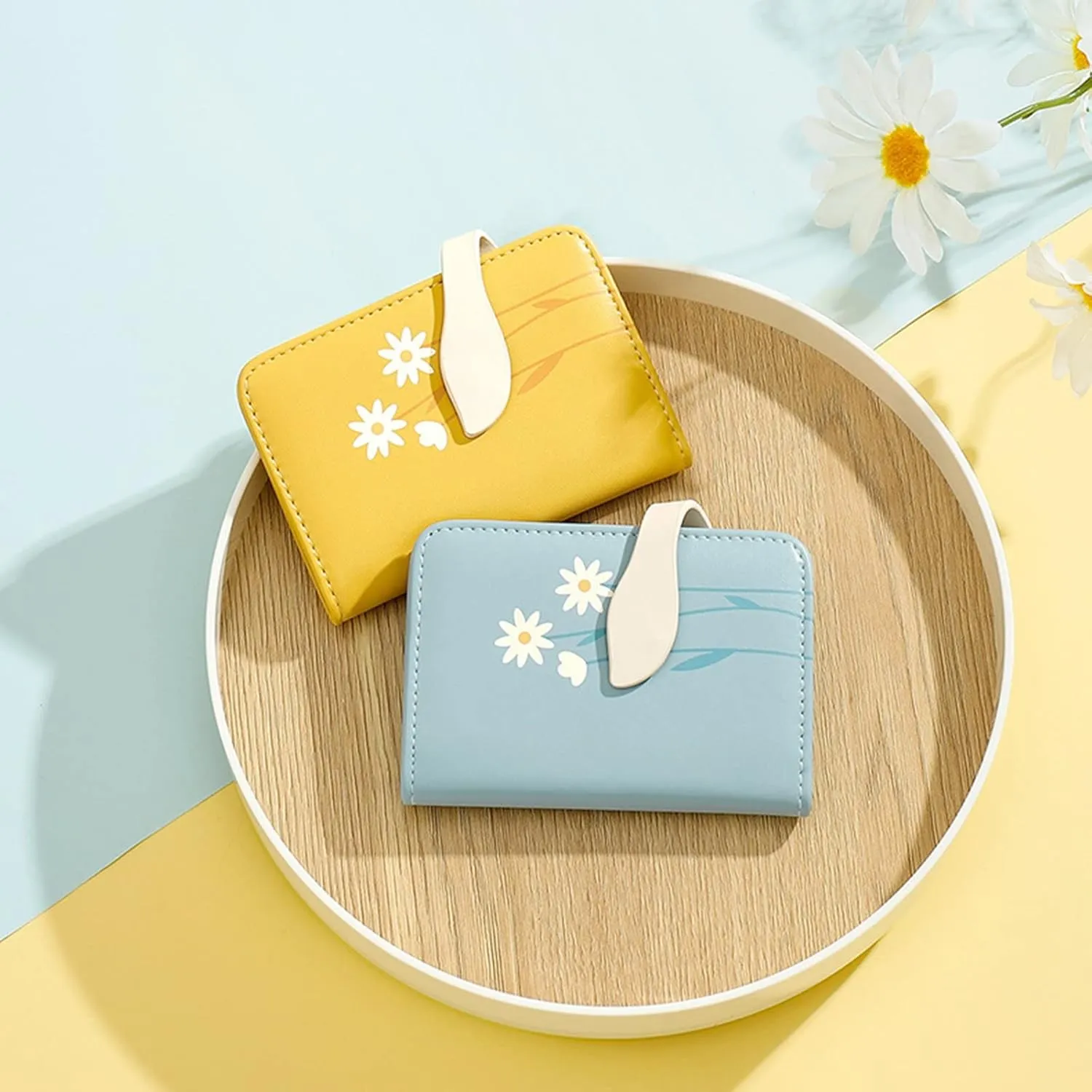 Women's Fashion Butterfly Leather Wallets Vintage Coin Purse with Zipper and Kiss Lock Lightweight Travel Purses