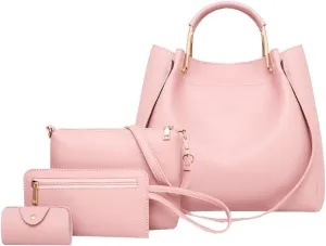 Women's Fashion Tote Bags Vegan Leather 4pcs Satchel Purse Oversized Shoulder Crossbody Handbag Hobo Bags