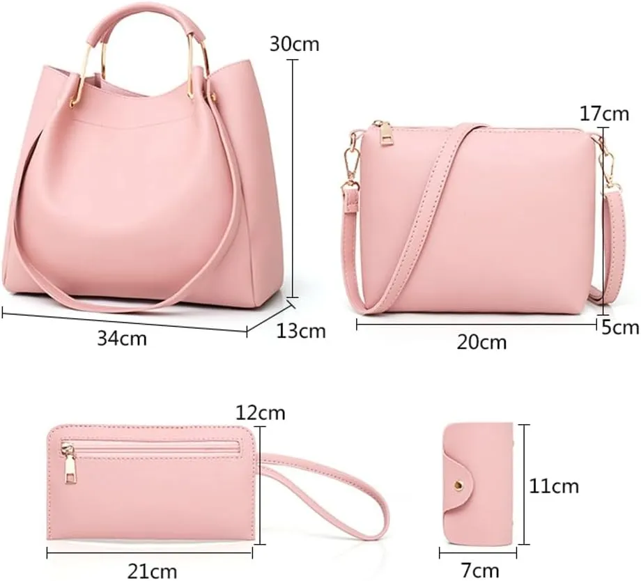 Women's Fashion Tote Bags Vegan Leather 4pcs Satchel Purse Oversized Shoulder Crossbody Handbag Hobo Bags