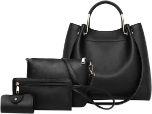 Women's Fashion Tote Bags Vegan Leather 4pcs Satchel Purse Oversized Shoulder Crossbody Handbag Hobo Bags
