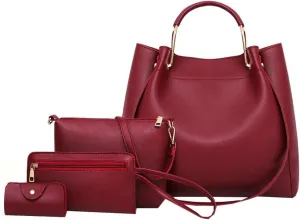 Women's Fashion Tote Bags Vegan Leather 4pcs Satchel Purse Oversized Shoulder Crossbody Handbag Hobo Bags