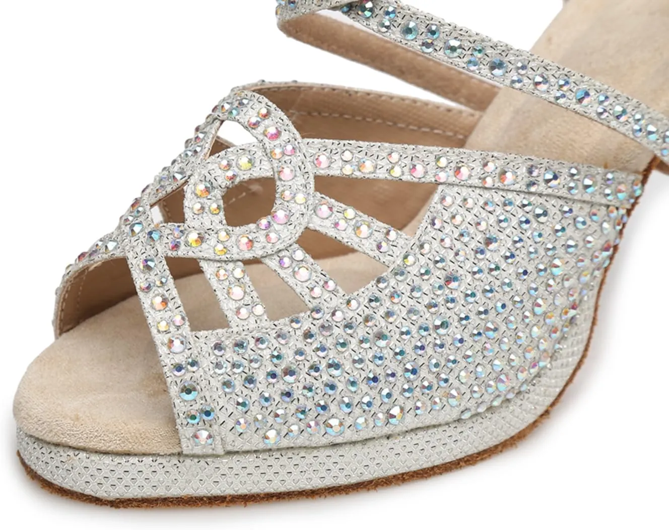 Women's Glitter Rhinestones Open Toe Latin Ballroom Dance Shoes Tango Party Wedding Practice Dance Sandals