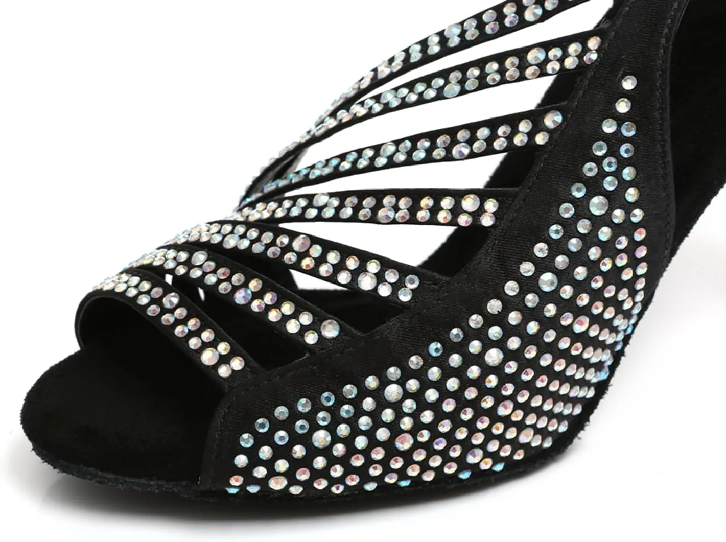 Women's Glitter Rhinestones Open Toe Latin Ballroom Dance Shoes Tango Party Wedding Practice Dance Sandals