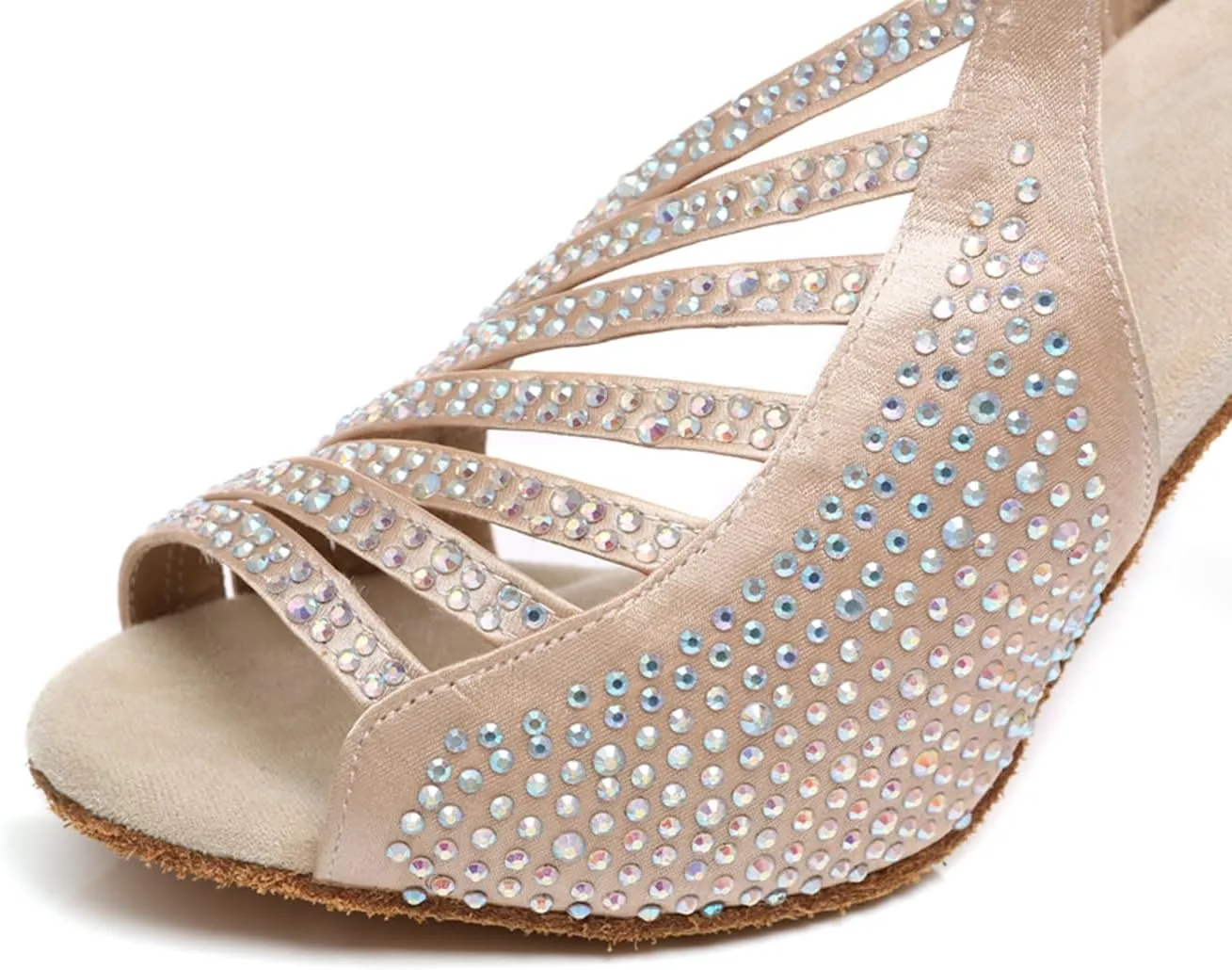 Women's Glitter Rhinestones Open Toe Latin Ballroom Dance Shoes Tango Party Wedding Practice Dance Sandals
