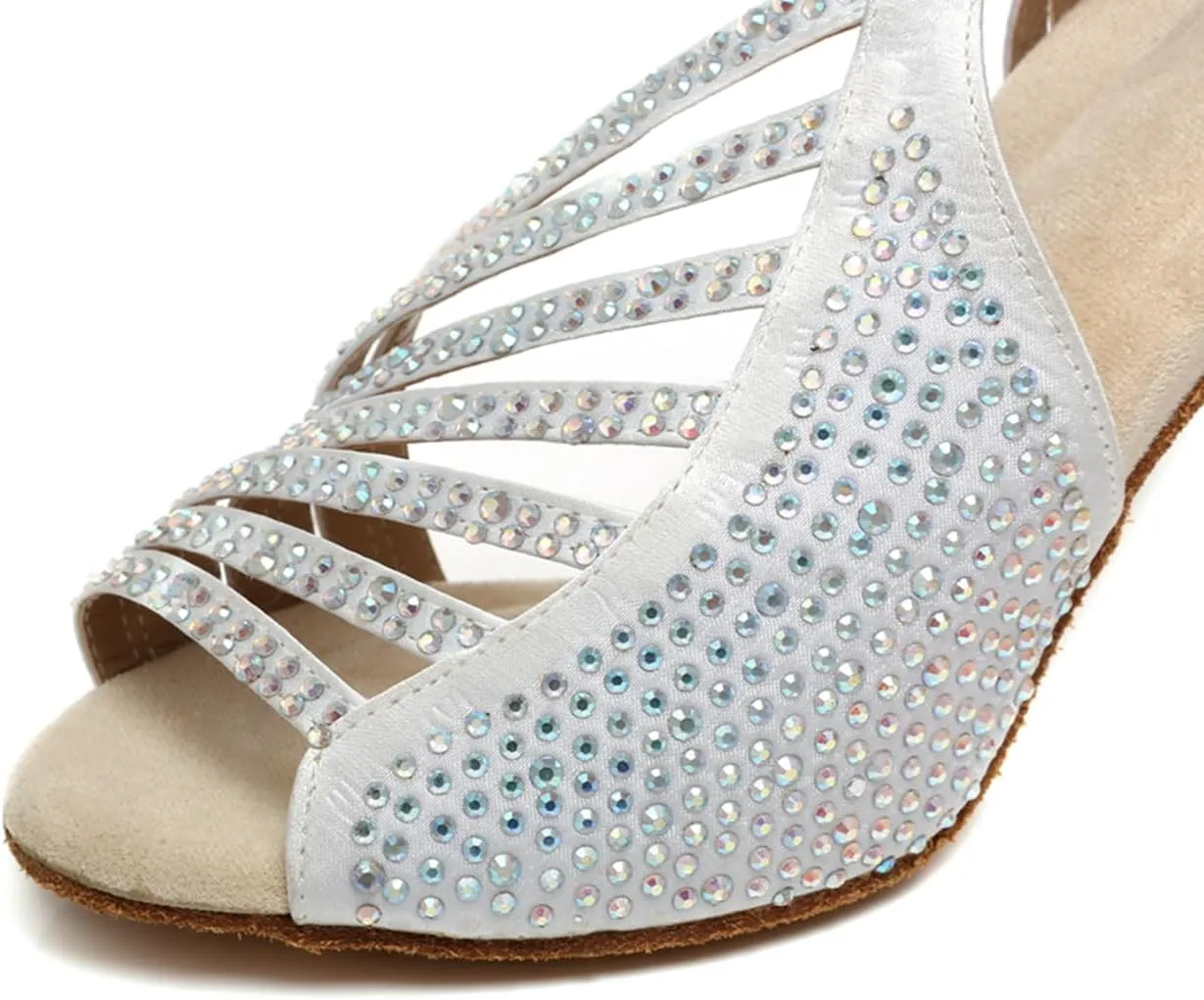 Women's Glitter Rhinestones Open Toe Latin Ballroom Dance Shoes Tango Party Wedding Practice Dance Sandals