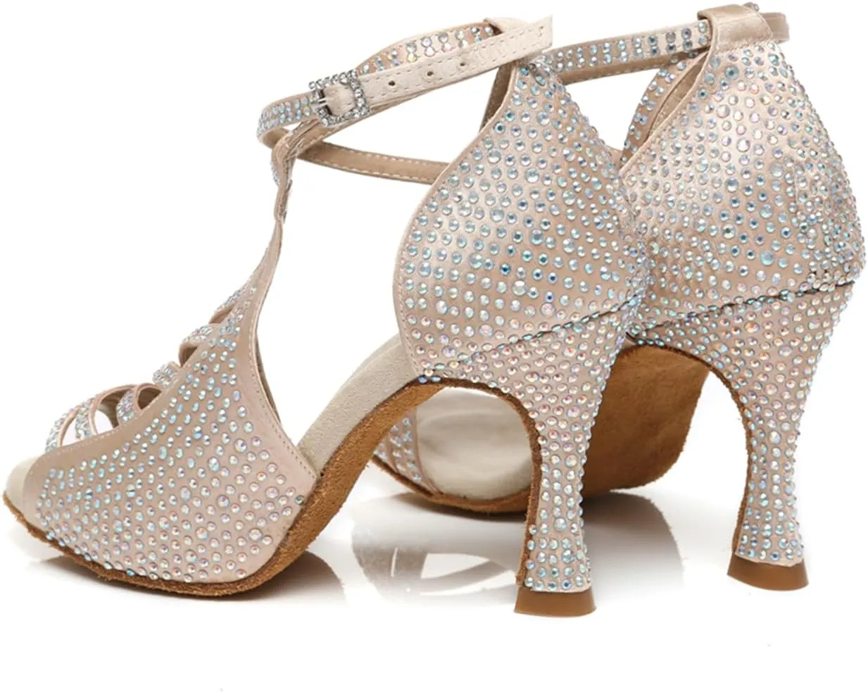 Women's Glitter Rhinestones Open Toe Latin Ballroom Dance Shoes Tango Party Wedding Practice Dance Sandals