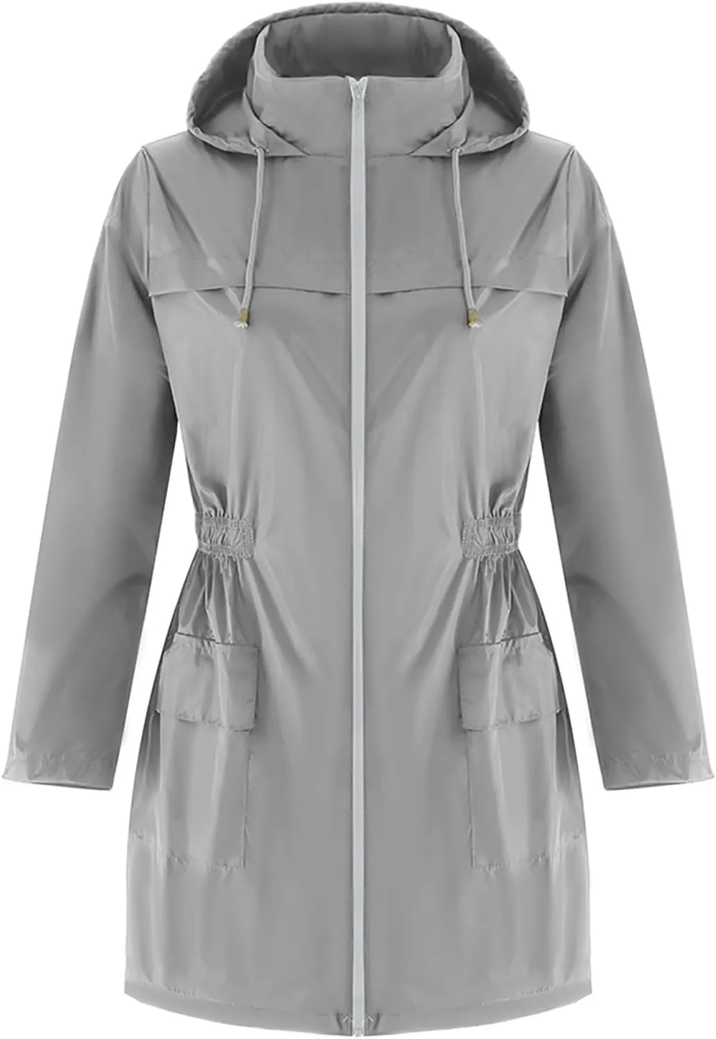 Women's Hooded Lightweight Raincoat Windbreaker Rainproof Outdoor Jackets Waist Up Coats Stormtrooper