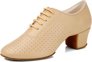 Women's Latin Dance Practice Shoes Close Toe Lace Up Modern Tango Professional Ballroom Dance Shoes,Model WDL-K21