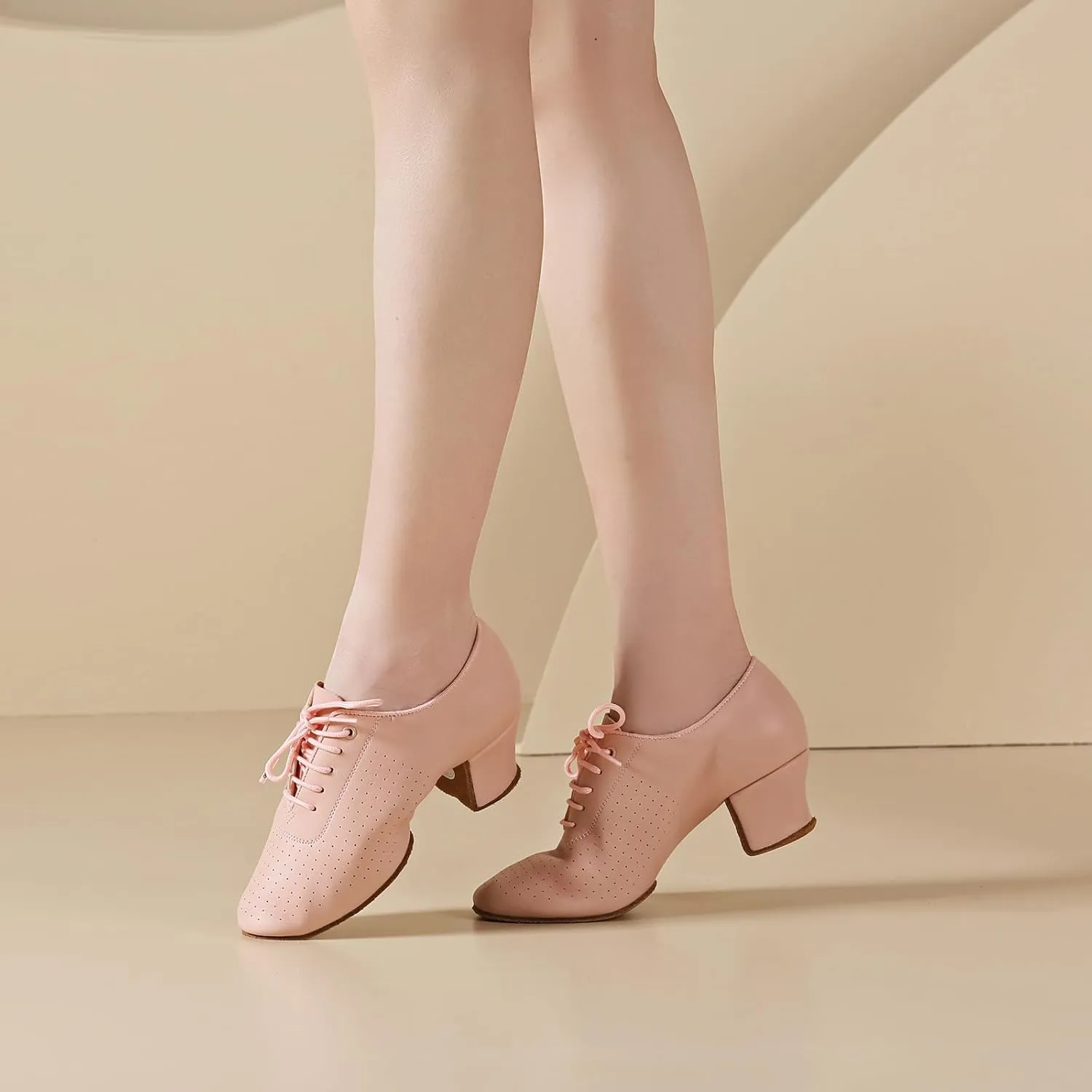 Women's Latin Dance Practice Shoes Close Toe Lace Up Modern Tango Professional Ballroom Dance Shoes,Model WDL-K21