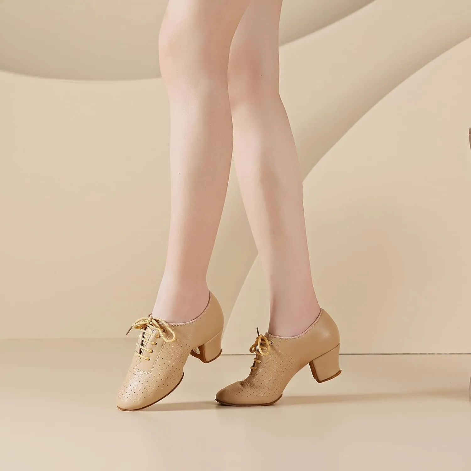 Women's Latin Dance Practice Shoes Close Toe Lace Up Modern Tango Professional Ballroom Dance Shoes,Model WDL-K21