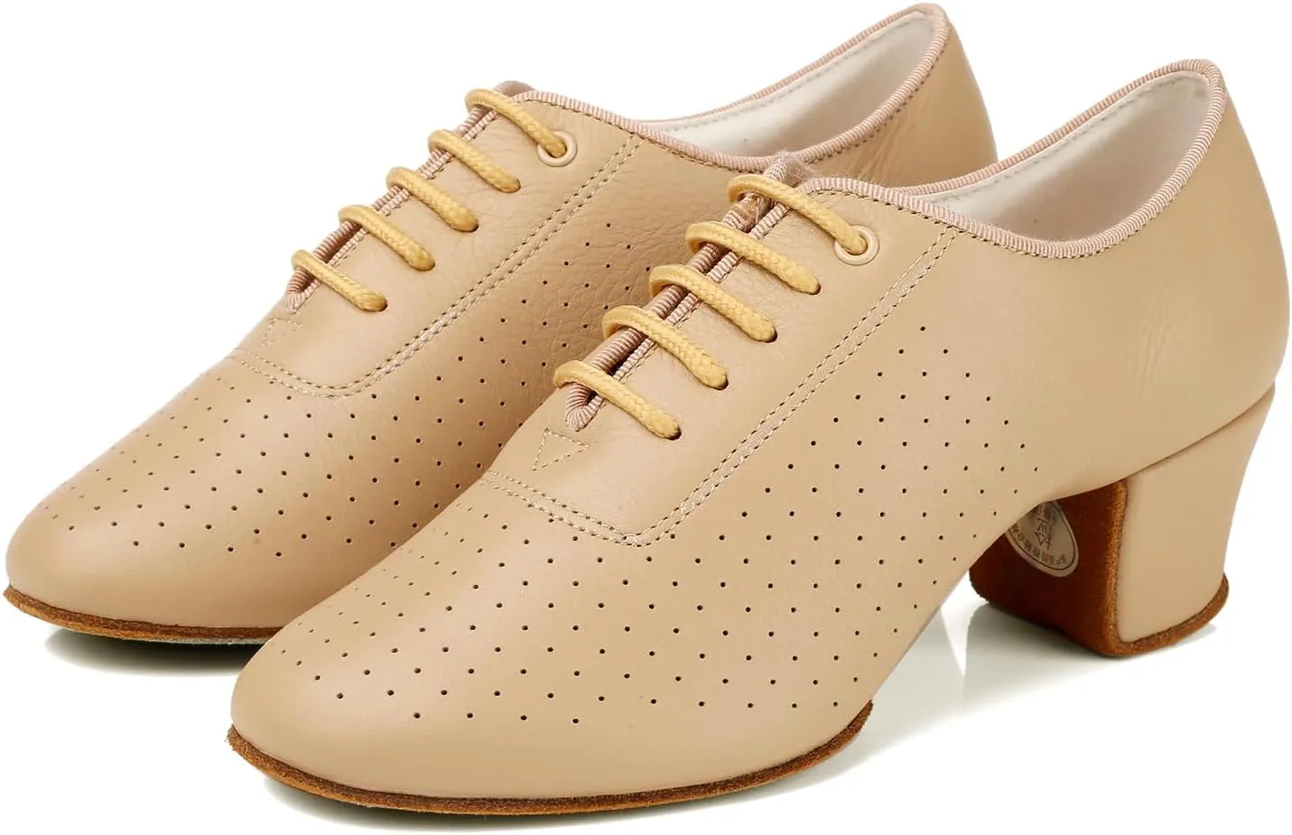 Women's Latin Dance Practice Shoes Close Toe Lace Up Modern Tango Professional Ballroom Dance Shoes,Model WDL-K21