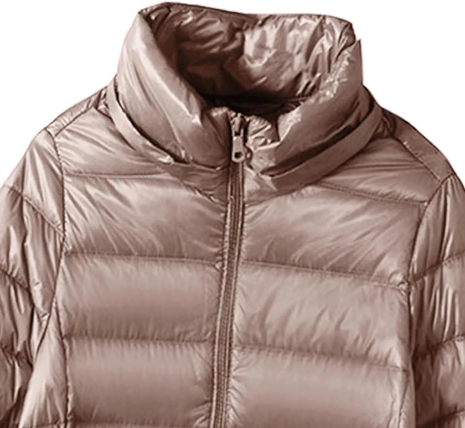 Women's Lightweight Down Jacket Zip Up Plus Size Hooded Quilted Puffer Jackets Mid-Length Winter Coats
