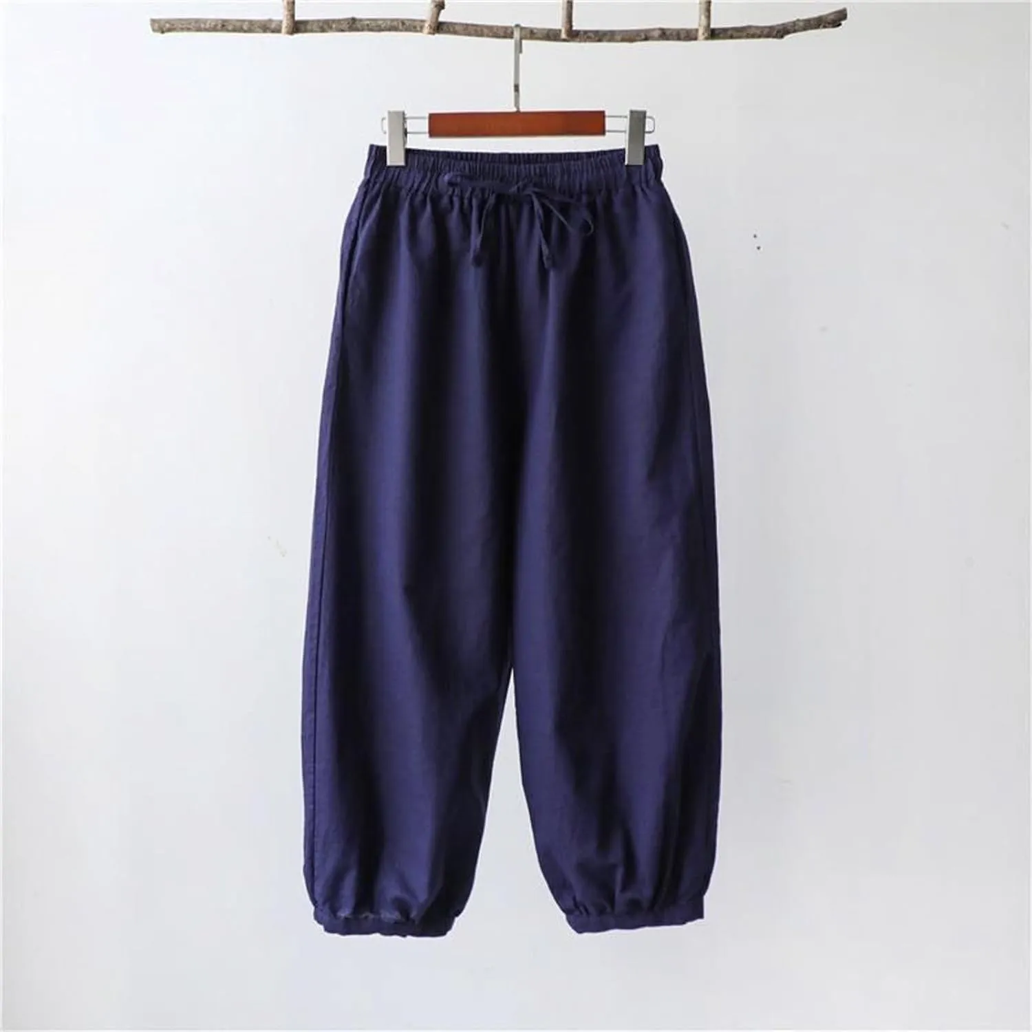 Womens Loose Harem Pants High Waist Casual Baggy Wide Leg Trousers Drawstring Breathable Beach Slacks with Pockets
