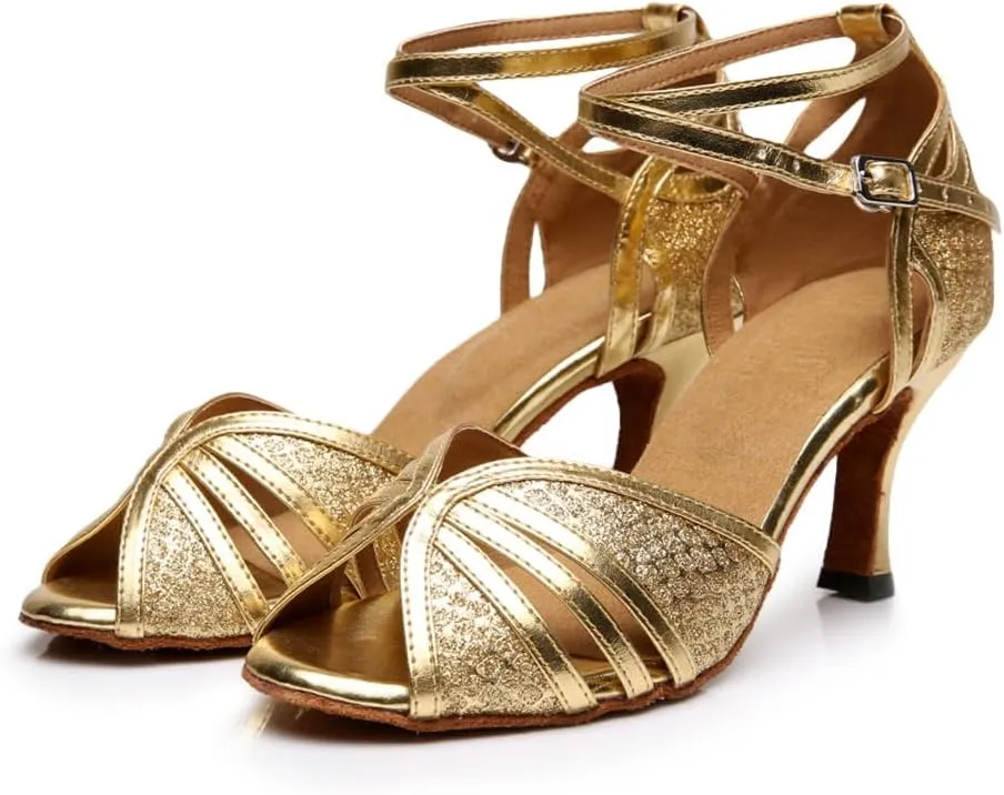 Women's Open Toe Latin Ballroom Dance Shoes Rumba Party Wedding Tango Dance Sandals QRX031