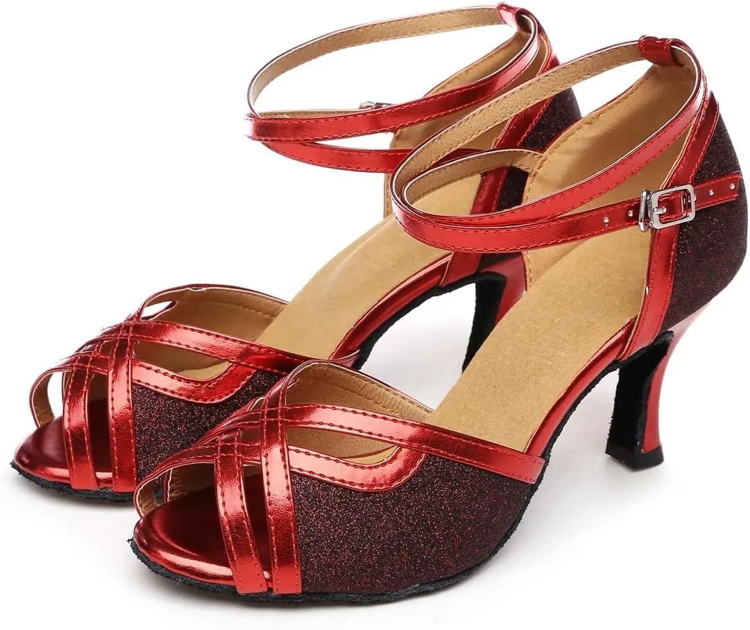 Women's Open Toe Latin Ballroom Dance Shoes Rumba Party Wedding Tango Dance Sandals QRX036