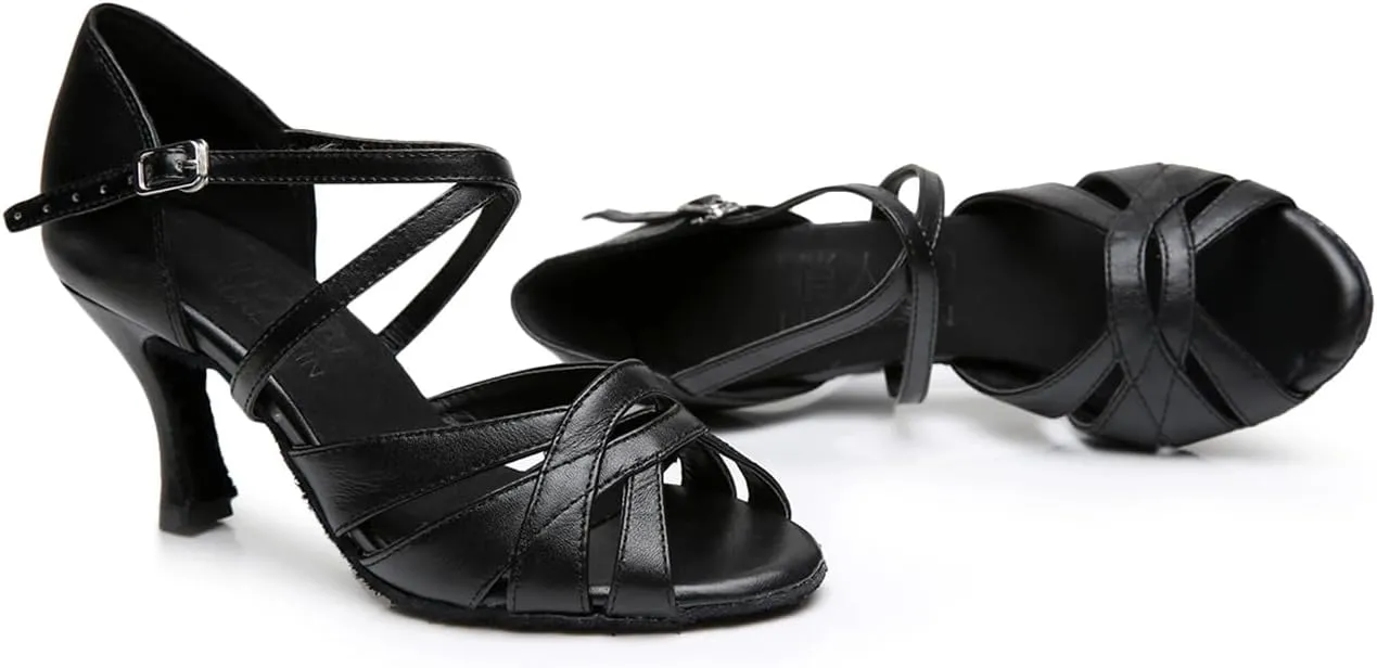 Women's Open Toe Synthetic Latin Ballroom Dance Shoes Salsa Party Wedding Tango Dance Sandals QRX008 Silver US