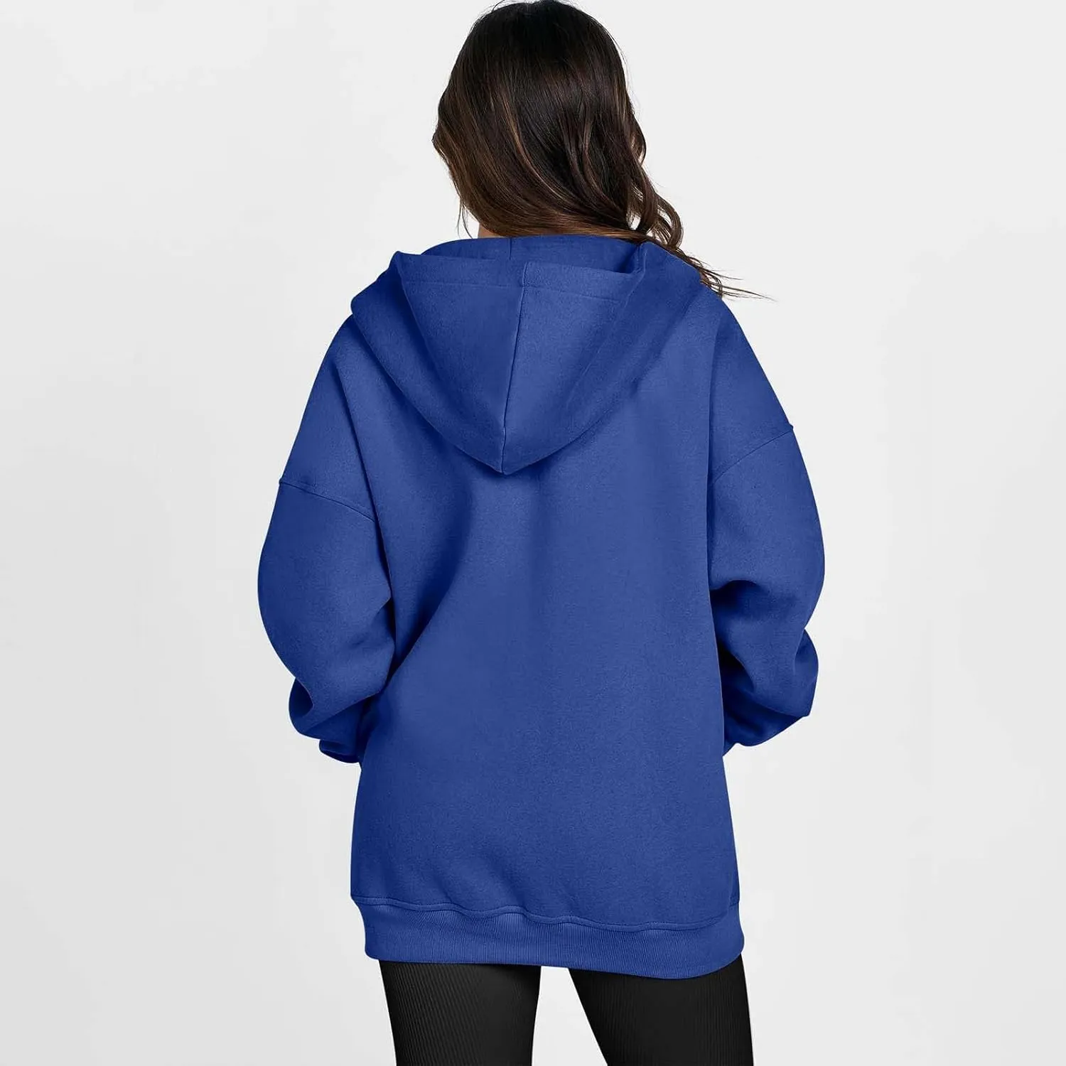 Women's Oversized Zip Up Hoodies Fleece Jacket Casual 2024 Fall Winter Hooded Sweatshirts Drawstring Y2K Hoodie