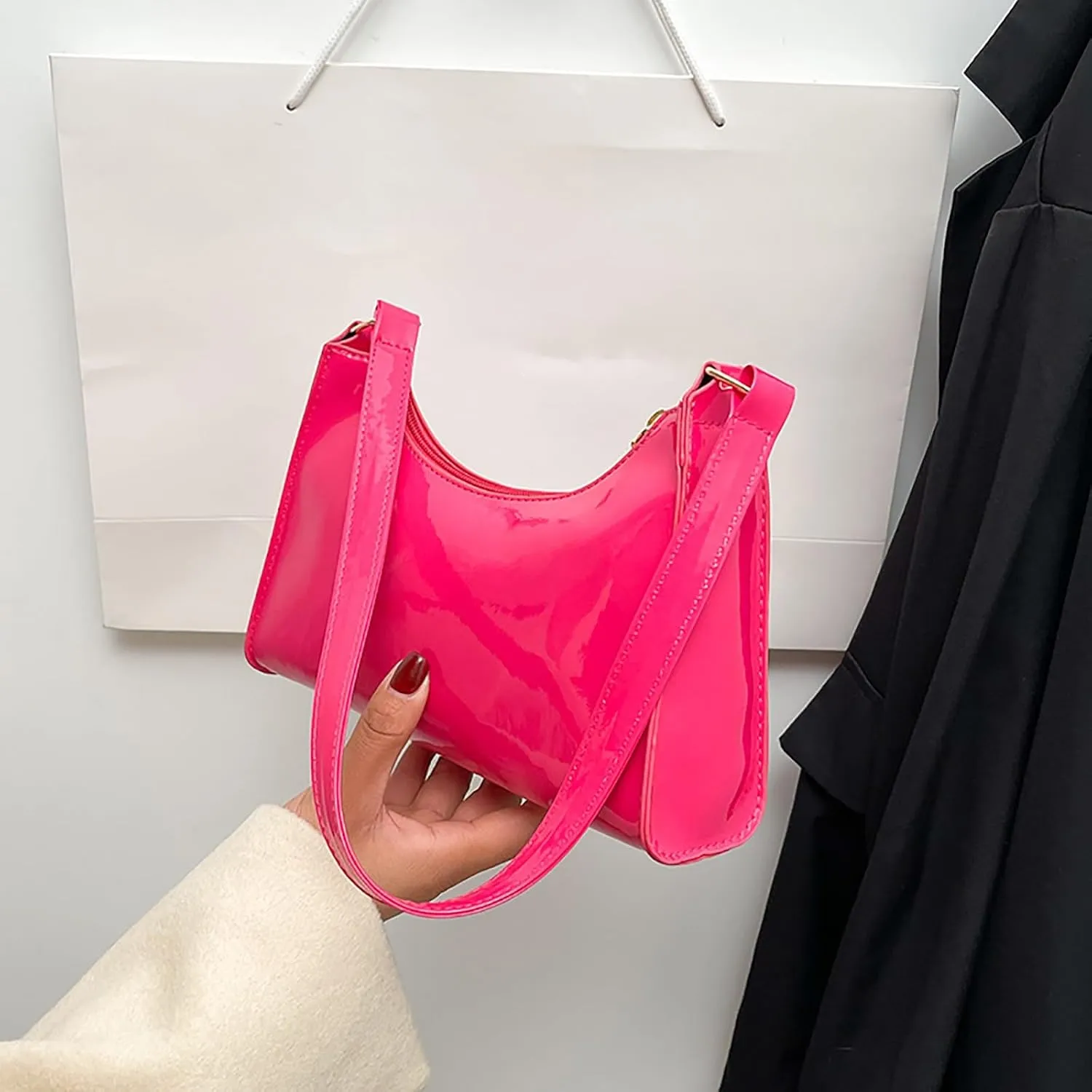 Women's Purses and Handbags Small Capacity Cute Patent Leather Shoulder Bags Shiny Evening Fashion Handbag