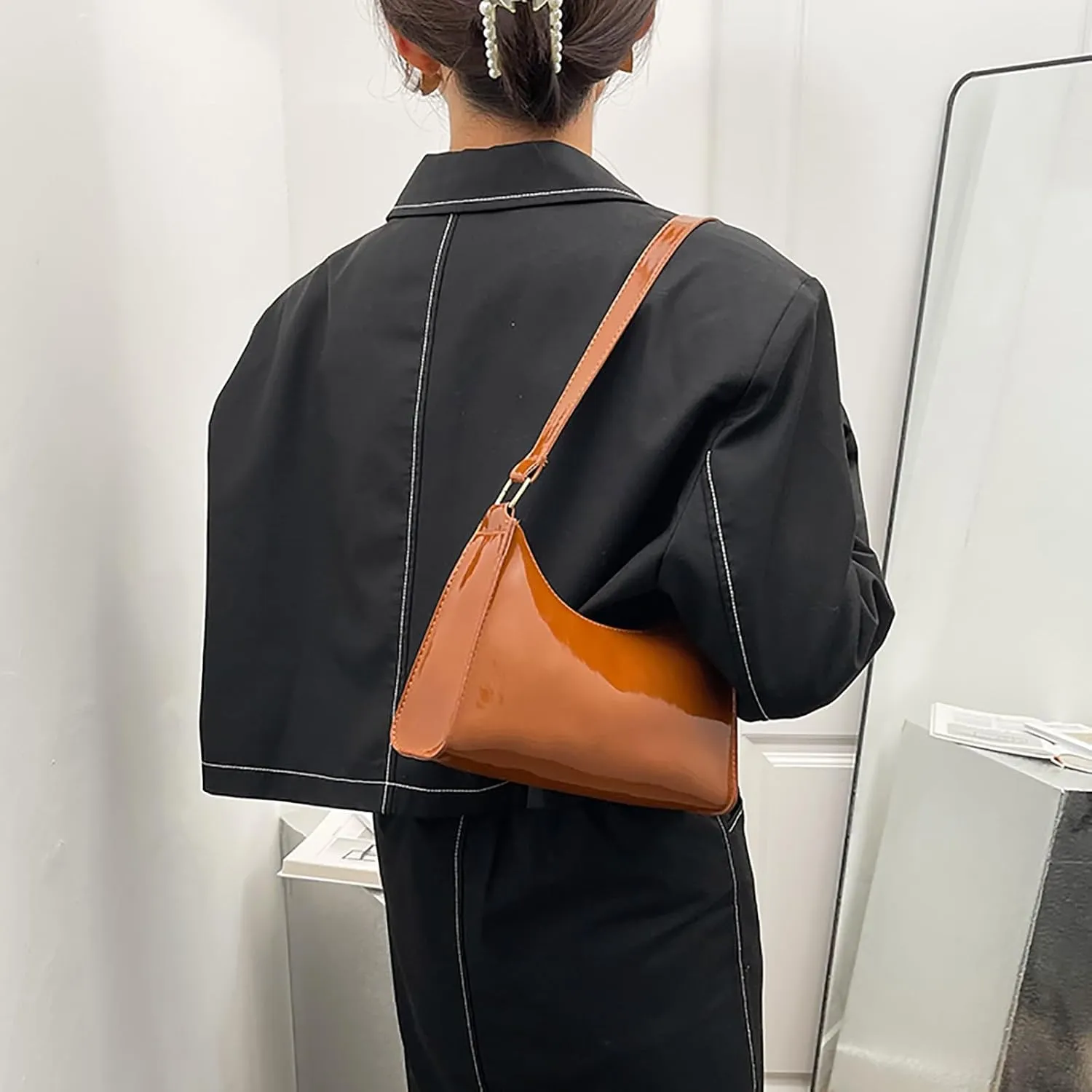 Women's Purses and Handbags Small Capacity Cute Patent Leather Shoulder Bags Shiny Evening Fashion Handbag