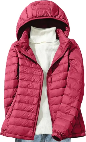 Women's Quilted Puffer Coat Packable Ultra Lightweight Duck Down Jackets Zip Up Outerwear with Removable Hood