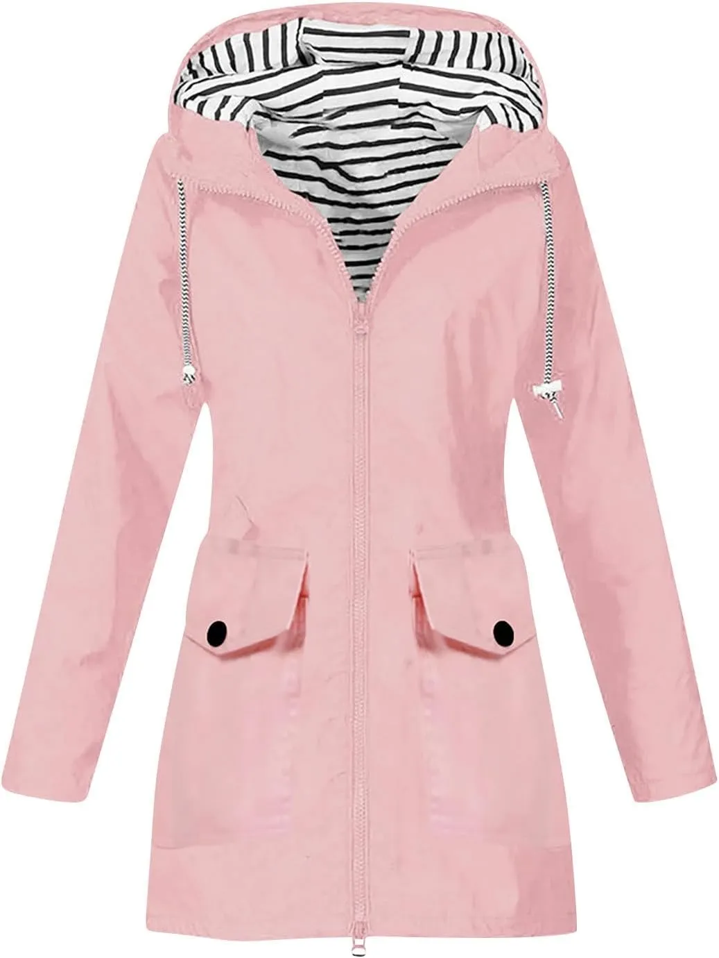 Womens Rain Jacket Waterproof with Hood, Rain Coats for Women Outdoor Lightweight Jackets Fall Athletic Windbreaker