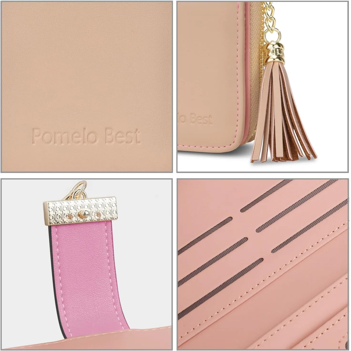 Womens RFID Blocking Wallets Large Capacity Wallets for Women with Multiple Card Holder and Cellphone Compartment, Yellowish Pink