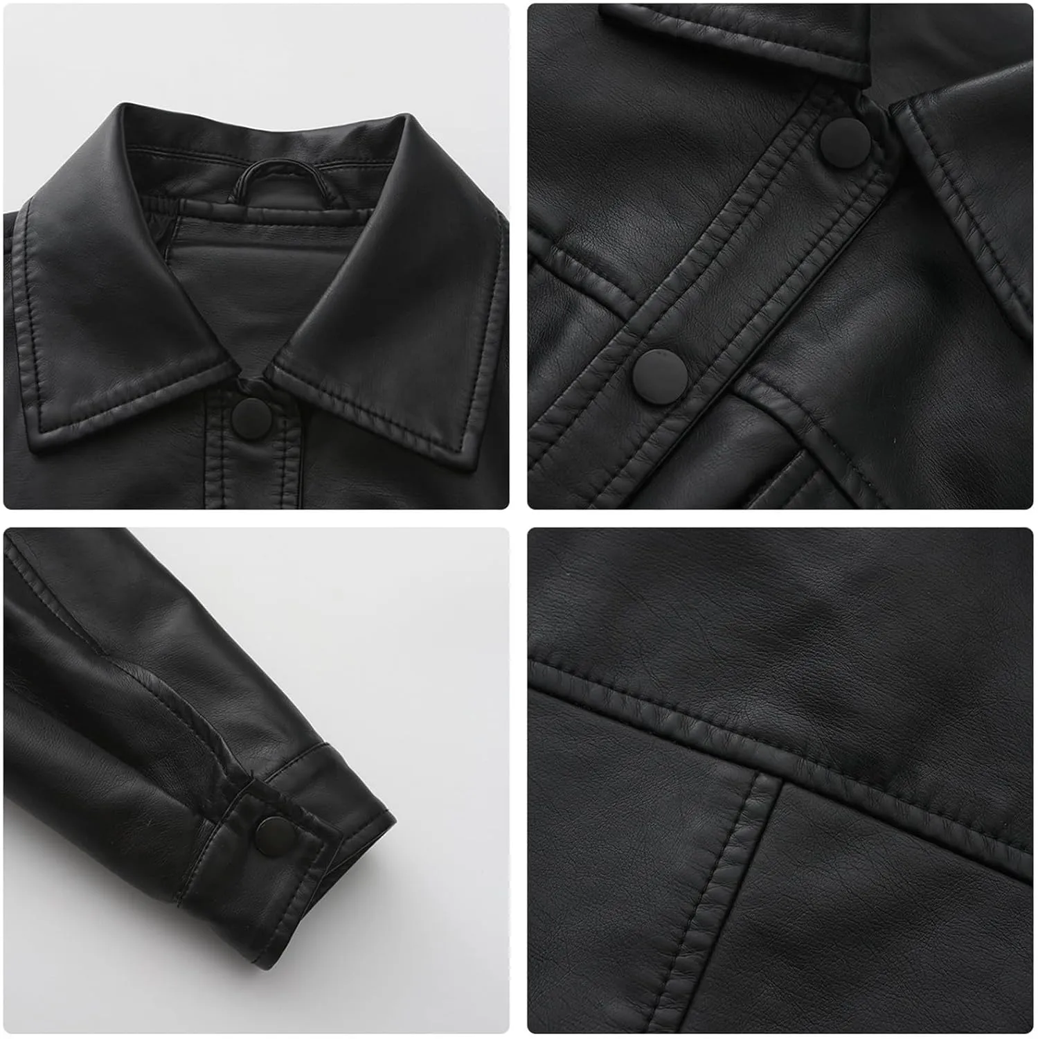 Women's Solid Color Casual Long Sleeved Single Breasted Short Lapel Leather Jacket Jacket Jacket Womens Vest Coat