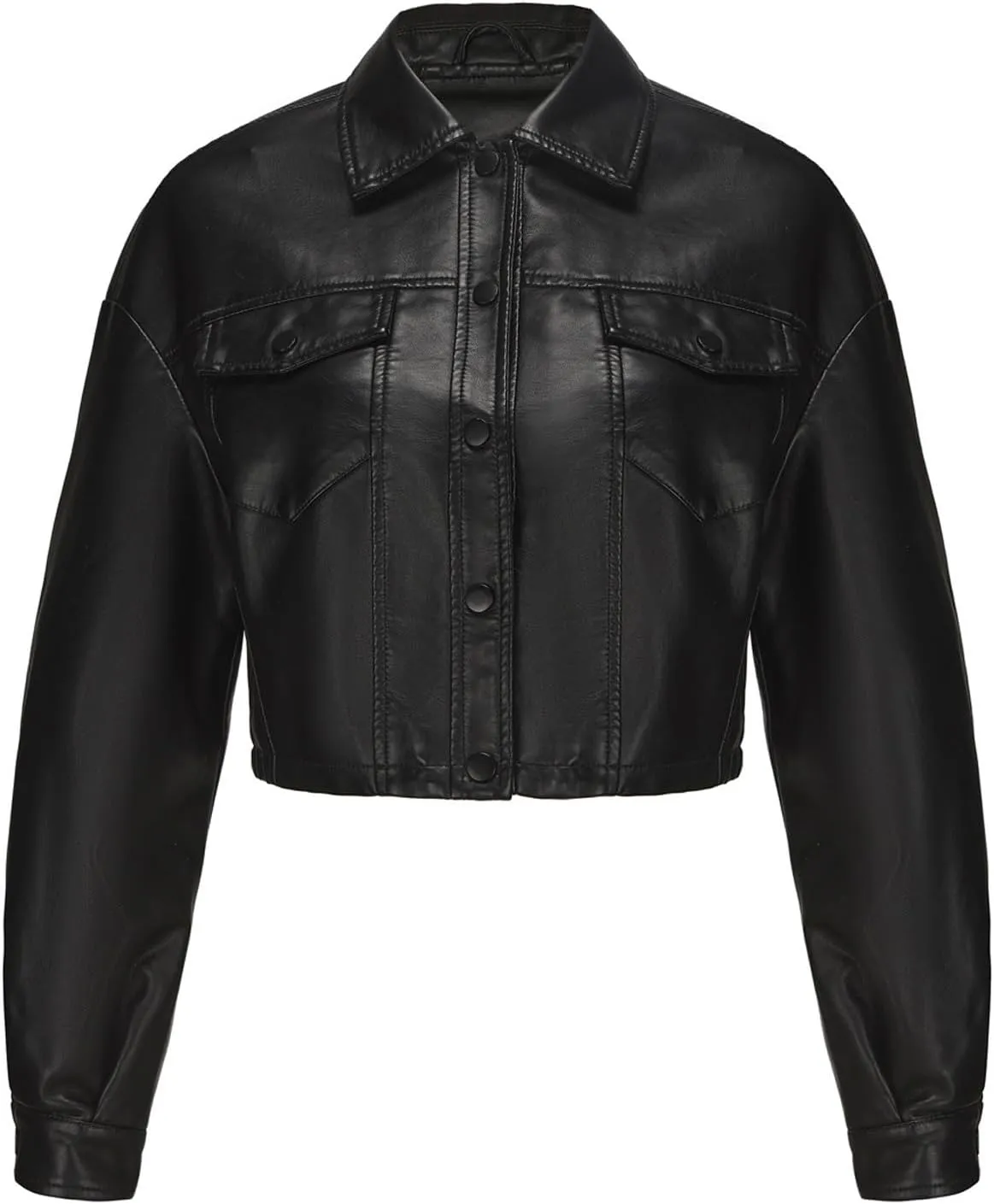 Women's Solid Color Casual Long Sleeved Single Breasted Short Lapel Leather Jacket Jacket Jacket Womens Vest Coat