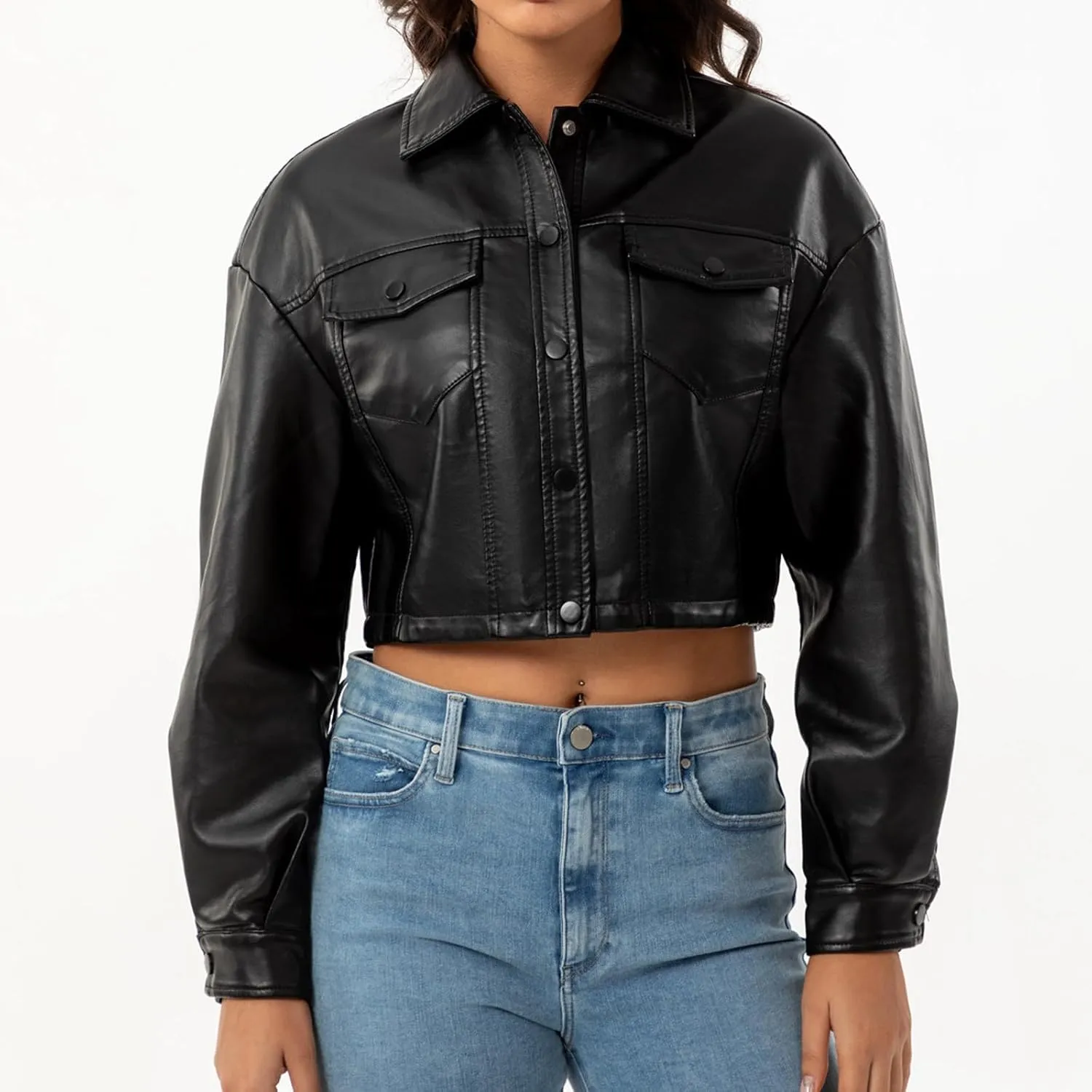 Women's Solid Color Casual Long Sleeved Single Breasted Short Lapel Leather Jacket Jacket Jacket Womens Vest Coat