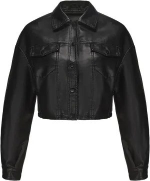 Women's Solid Color Casual Long Sleeved Single Breasted Short Lapel Leather Jacket Jacket Jacket Womens Vest Coat