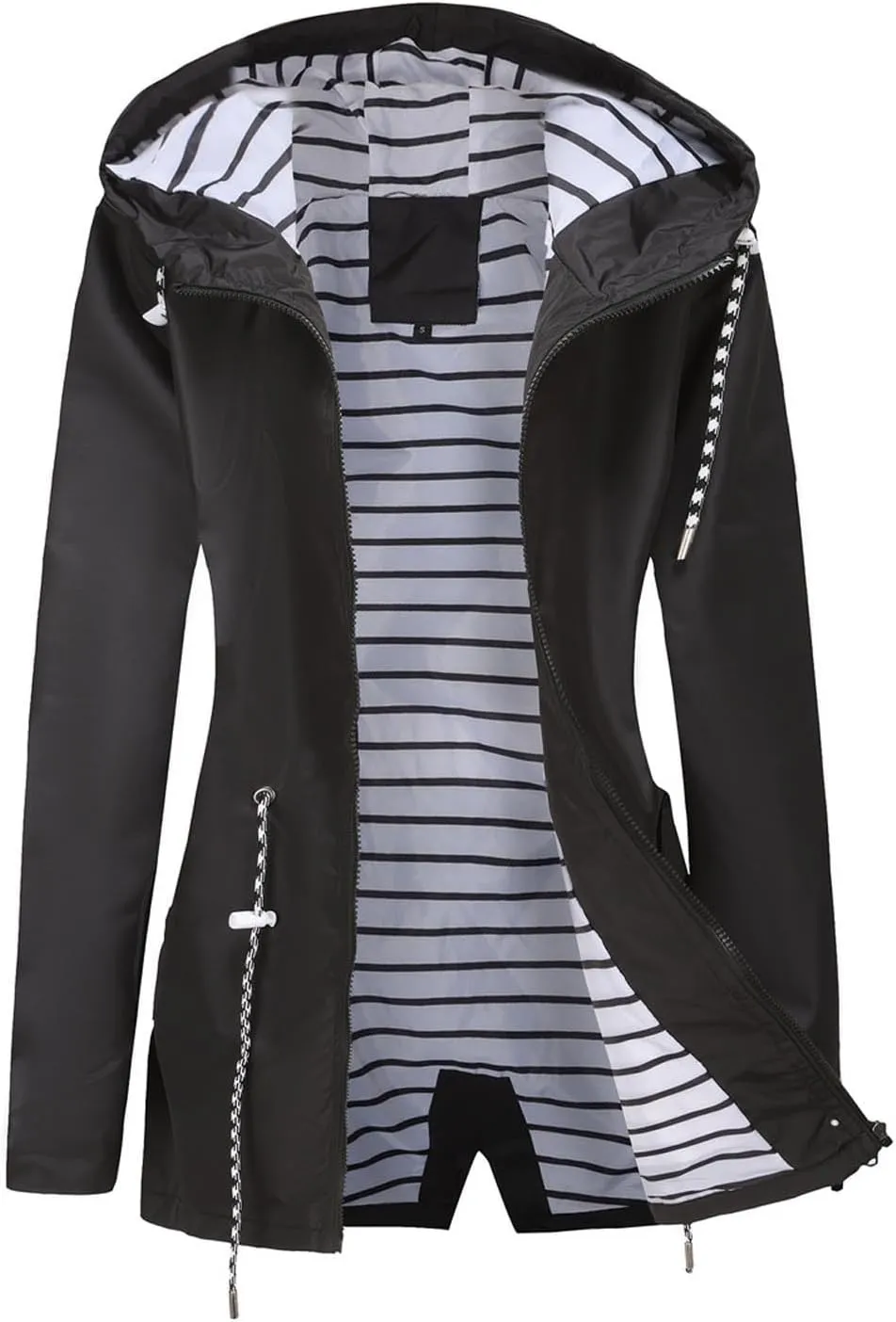 Women's Waterproof Raincoats with Hood Lightweight Zip Up Windbreaker Trendy Rain Jackets Outdoor Hiking Trench Coats