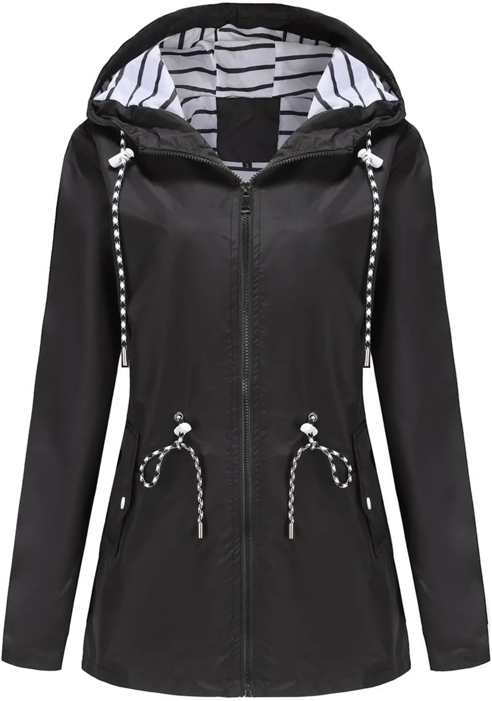 Women's Waterproof Raincoats with Hood Lightweight Zip Up Windbreaker Trendy Rain Jackets Outdoor Hiking Trench Coats
