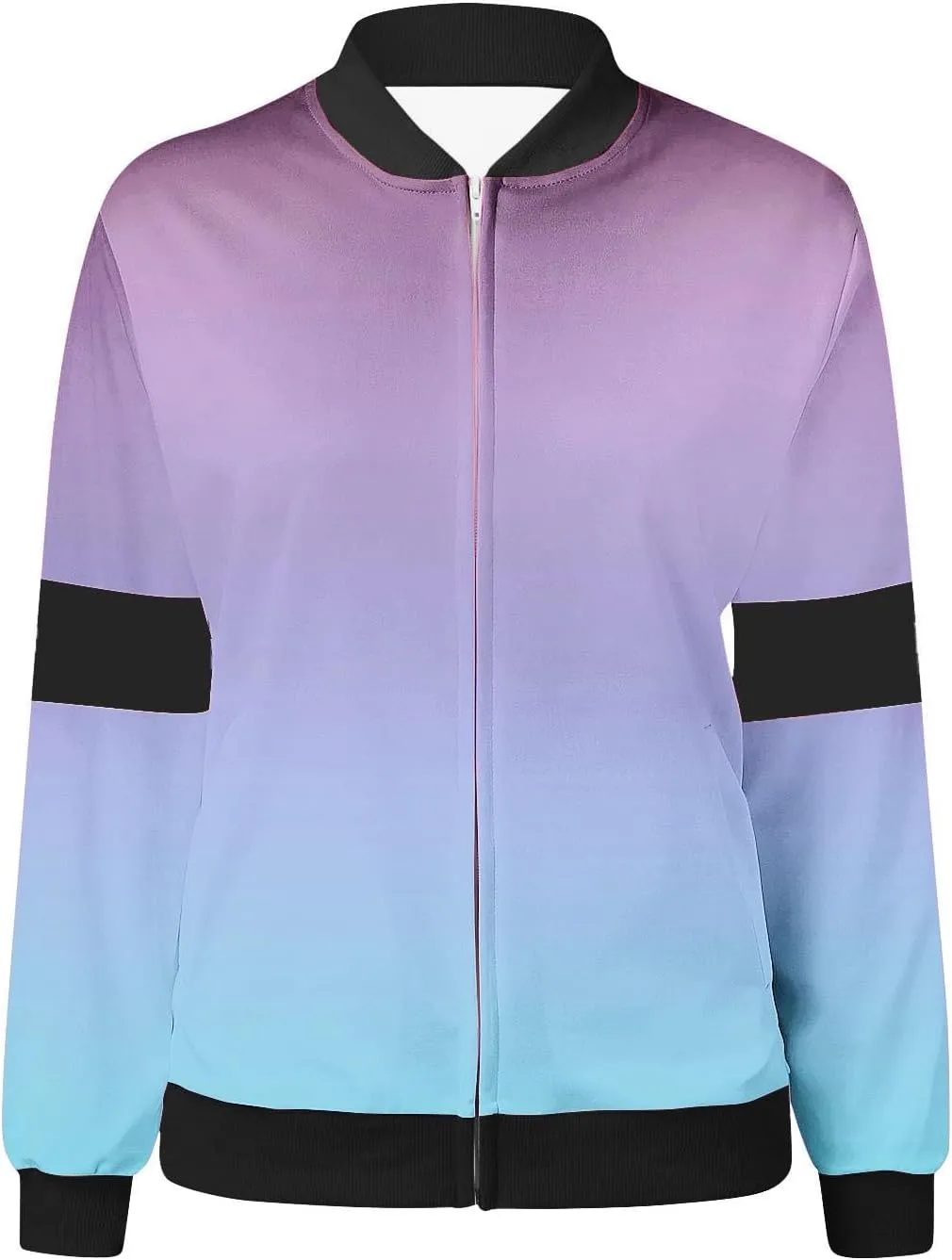 Womens Winter Coats 2024 Fashion Gradient Zipper Jackets Long Sleeve Casual Tops with Pockets Outerwear