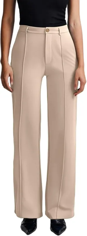 Work Pants for Women Elastic High Waist Stretchy Wide Leg Formal Business Office Dressy Casual Trousers Slacks