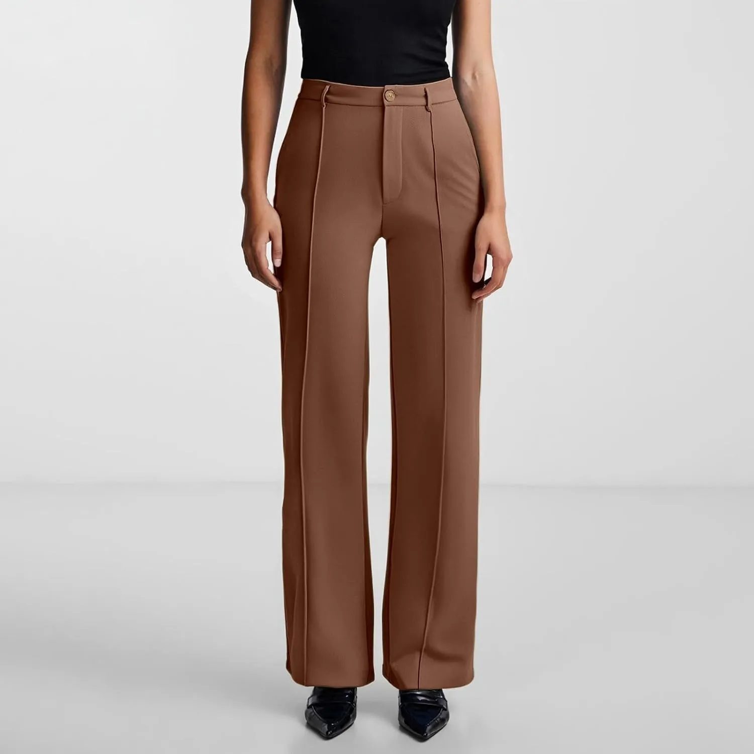 Work Pants for Women Elastic High Waist Stretchy Wide Leg Formal Business Office Dressy Casual Trousers Slacks