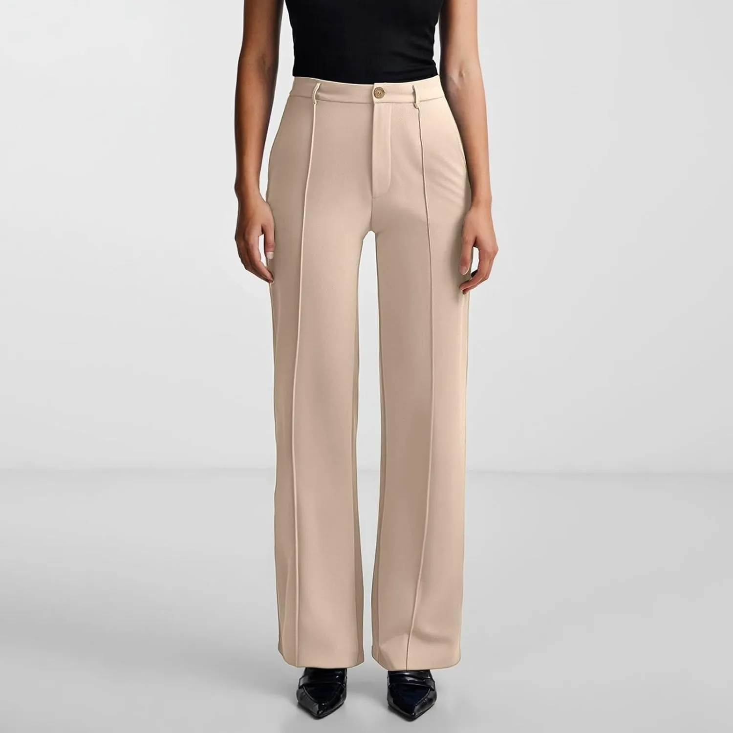 Work Pants for Women Elastic High Waist Stretchy Wide Leg Formal Business Office Dressy Casual Trousers Slacks