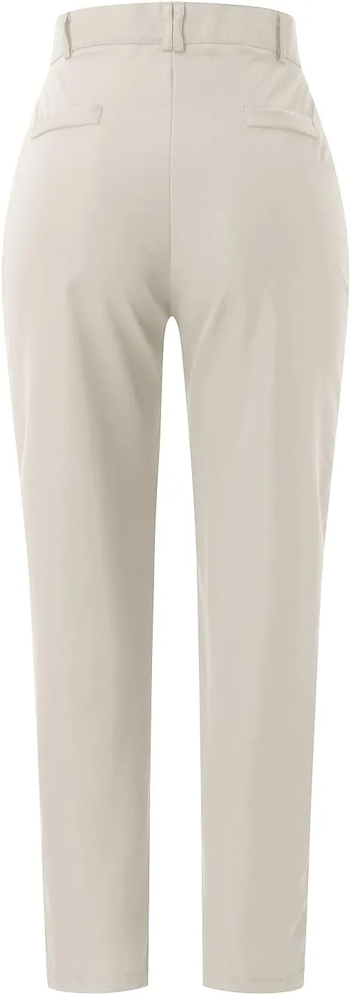 Work Pants for Women High Waist Straight Leg Stretchy Business Office Dressy Casual Trousers Slacks with Pockets