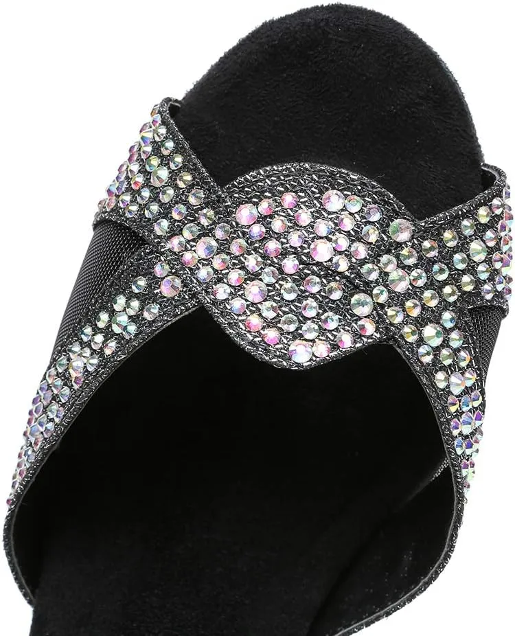 YKXLM Women's Latin Dance Shoes with Rhinestone Peep Toe Lace Up Ballroom Salsa Tango Practice Performance Dance Shoes,Model YCL452