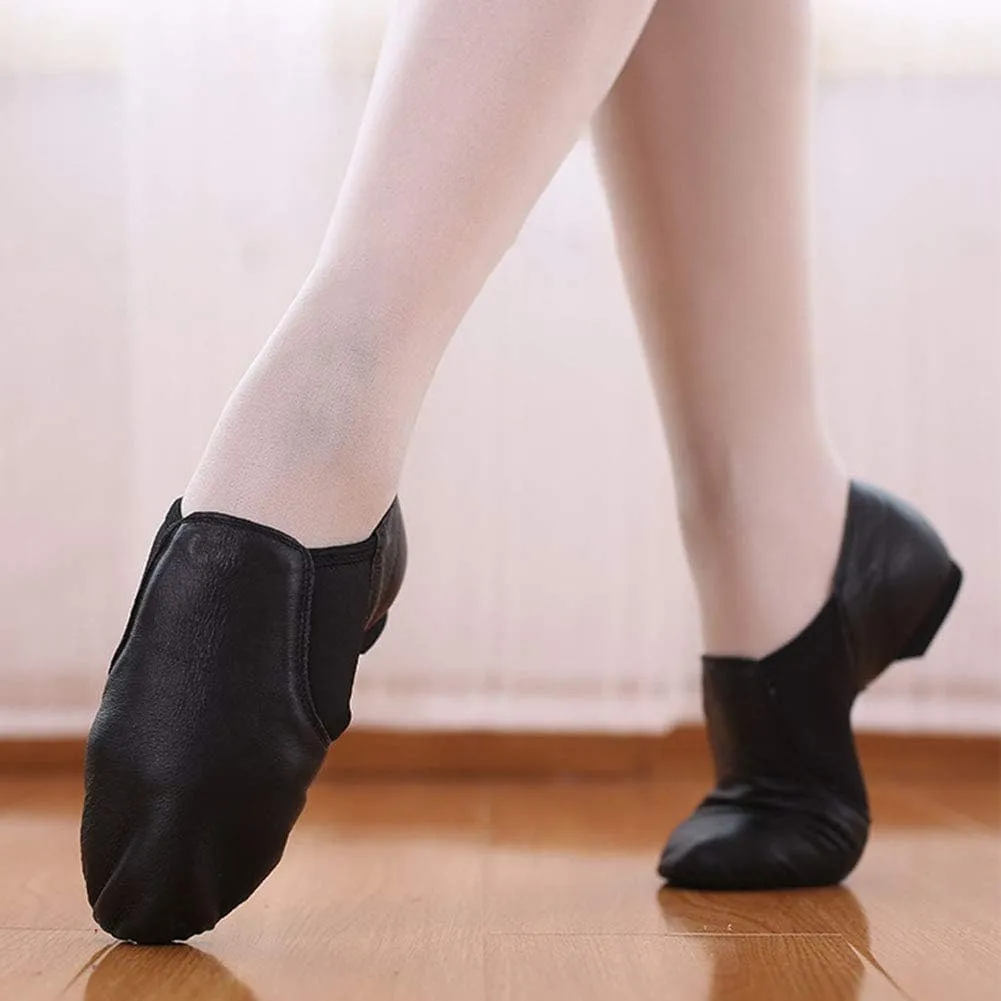 YKXLM Women's Leather Upper and Suede Split Sole Jazz Ballet Yoga Dance Shoes,Model TJDBPUFBJS
