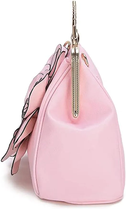 ZiMing 3D Floral Handbags for Women Genuine Leather Tote Bags Kiss Lock Purse Top Handle Bag Satchel Evening Bag Shoulder Bag