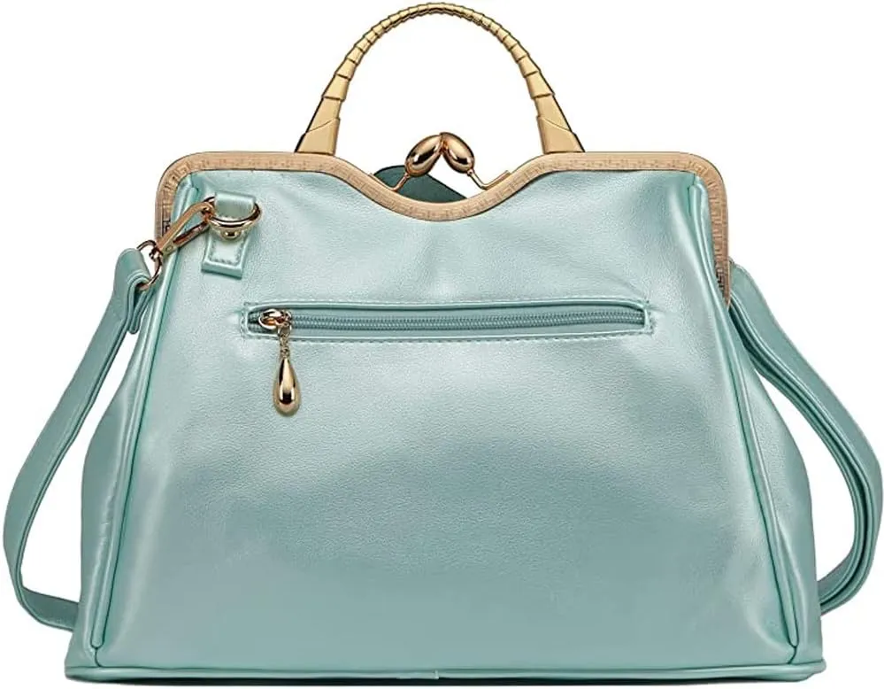 ZiMing 3D Floral Handbags for Women Genuine Leather Tote Bags Kiss Lock Purse Top Handle Bag Satchel Evening Bag Shoulder Bag