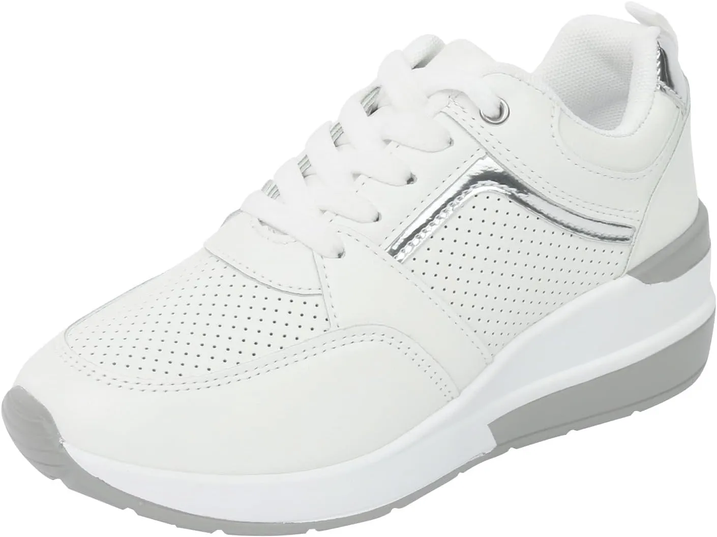 ZWRXW Platform Sneaker for Women Men Lace-Up Comfortable Casual Fashion Sneakers PU Leather Platform Shoes Unisex Non Slip Walking Shoes Footwear